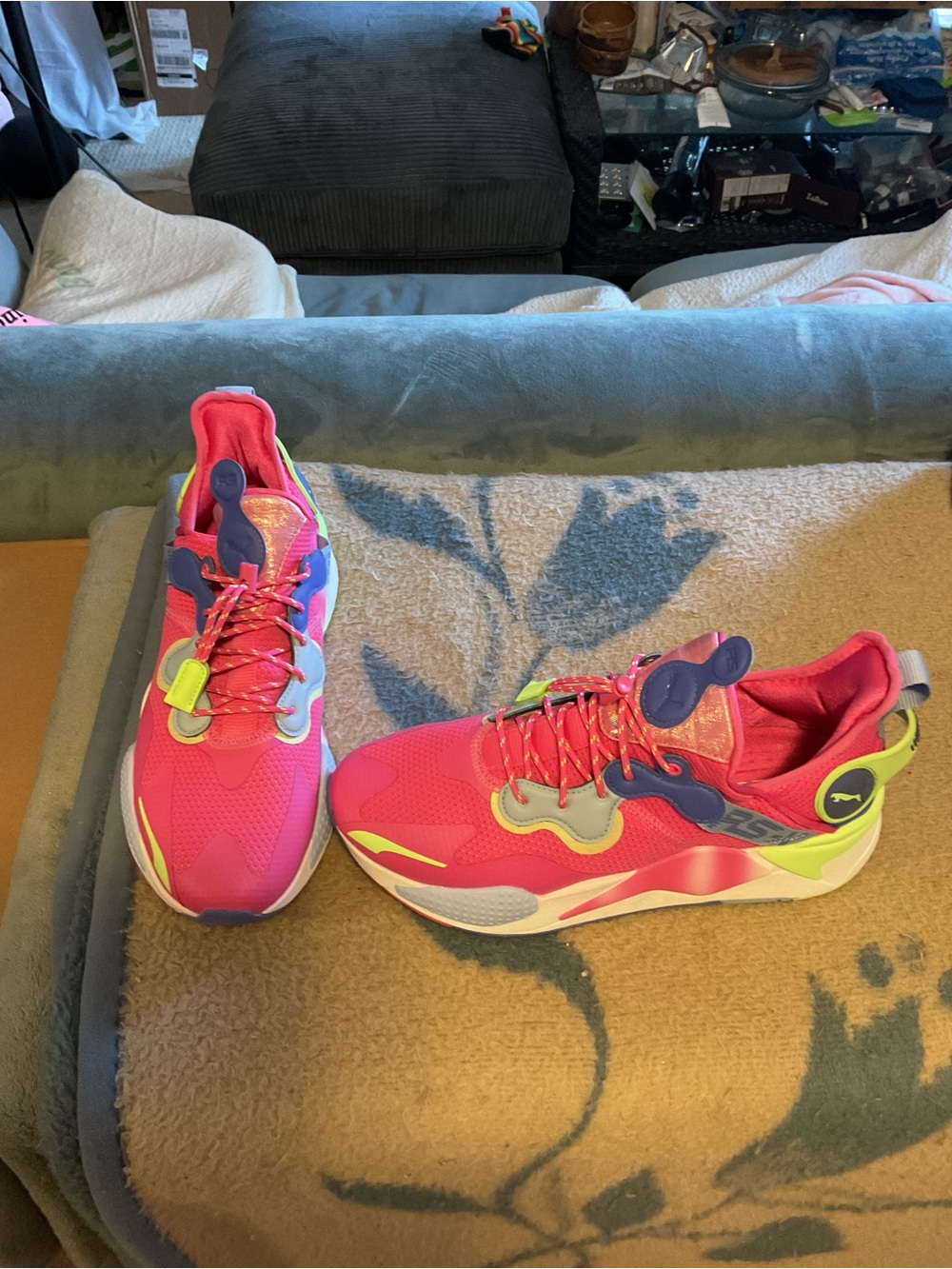 RBX Womens' Hot Pink Athletic Sneakers with Neon Yellow & Purple Accents Sz 11